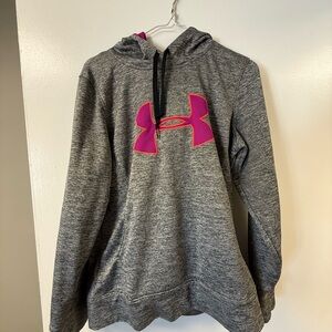 Under Armour Heather Gray Hoodie with Vibrant Pink Logo